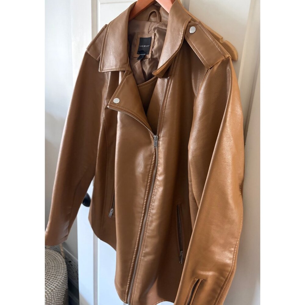 Lane Bryant Faux Leather Moto Jacket 22/24 Camel - Picture 5 of 12